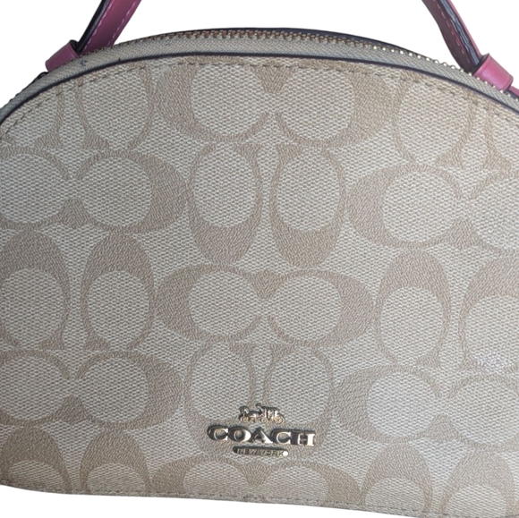 Coach 1591 Serena Satchel Signature Canvas & Leather Khaki Confetti Pink - Picture 2 of 7